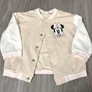 H&M Jackets Coats Minnie Mouse Printed Baseball Jacket